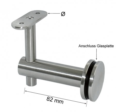 Handlaufhalter für Glas, Halteplatte individuell wählbar