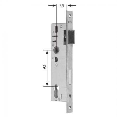 Rohrprofilschloss mit verzinktem Stulp, für 50 x 30mm Stulp