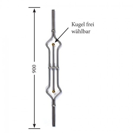 Designstab / Zierstab V2A, Material Ø 12mm, Länge 900mm, Kugel Ø25mm  frei wählbar