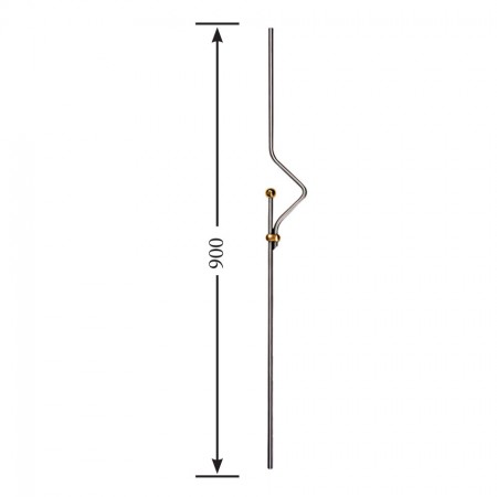 Designstab / Zierstab V2A, Material Ø 12mm, Länge 900mm,  vergoldeter Bund