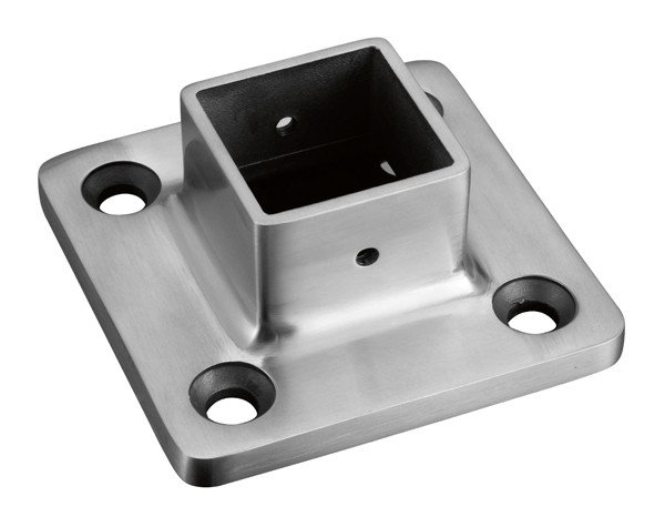 Ankerplatte 68x68 mm Edelstahl Rohr 25x25 mm Vierkant  V2A Platte Gelocht VA 