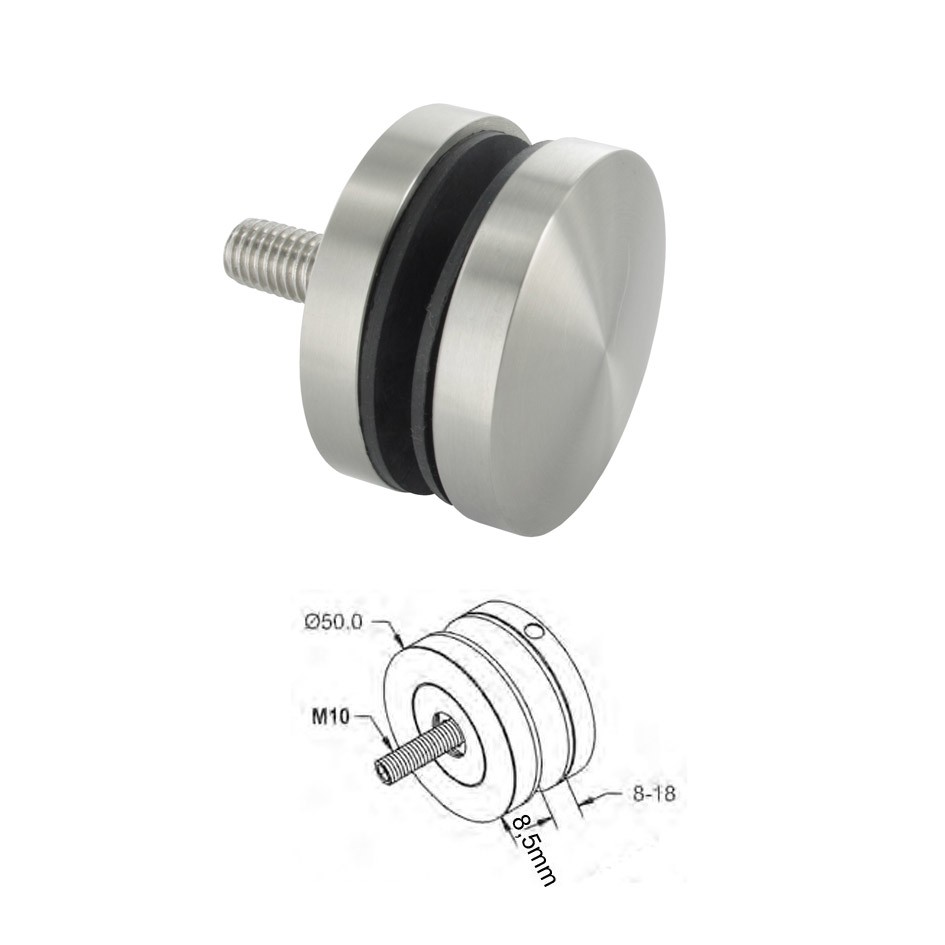ø 50 mm Edelstahl V2A Glaspunkthalter für 8-18 mm Glas 