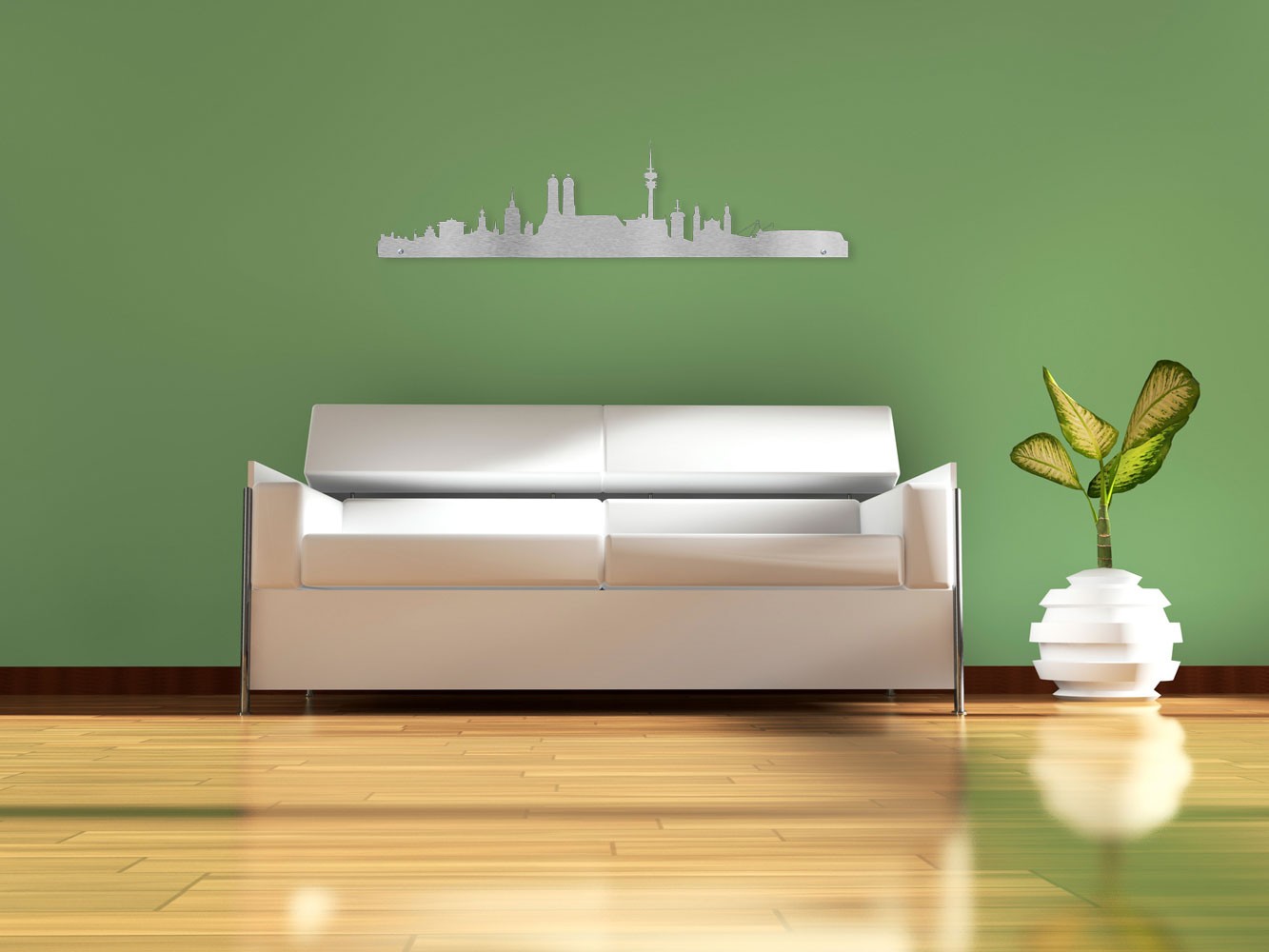 Edelstahl Design Wandtattoo - Skyline München jetzt online bestellen!