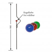 Designstab / Zierstab V2A, Material Ø 12mm, Länge 900mm, Kugelfarbe frei wählbar