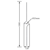 Designstab / Zierstab V2A, Material Ø 12mm, Länge 1000mm, mit Kugel Ø 25mm